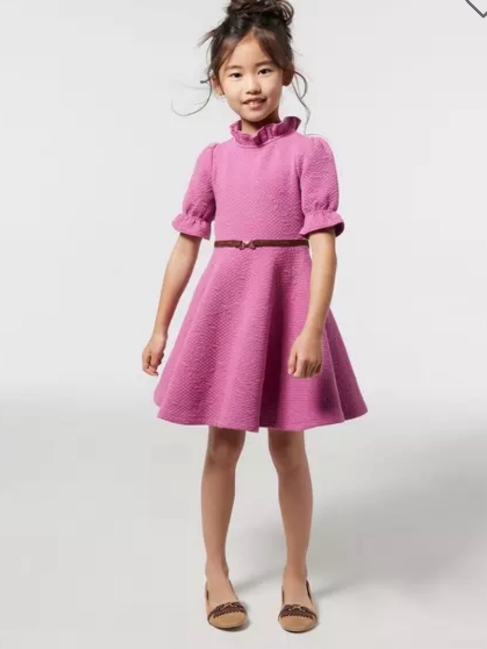 Janie and Jack Pink Jacquard Textured Fit-and-Flare Dress